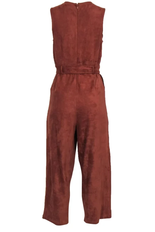 Anthropologie - Rust Faux Suede Straight Leg Jumpsuit w/ Belt Sz S