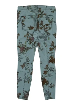 Anthropologie - Sage Green Floral Button Fly Skinny Cargo Pants Sz 25P