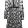 Antik Batik - Cream & Black Embroidered Mini Dress w/ Beaded Accent Sz S