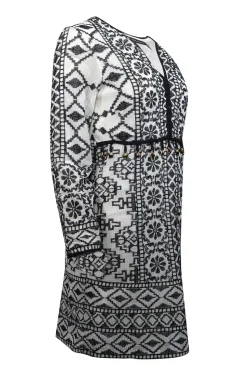Antik Batik - Cream & Black Embroidered Mini Dress w/ Beaded Accent Sz S