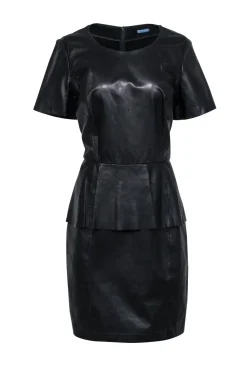 Antonio Melani - Black Leather Peplum Dress Sz 14