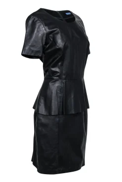 Antonio Melani - Black Leather Peplum Dress Sz 14