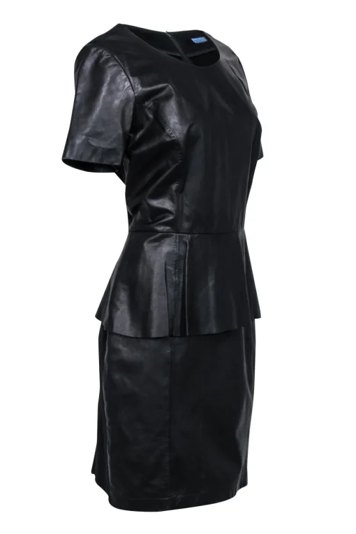 Antonio Melani - Black Leather Peplum Dress Sz 14