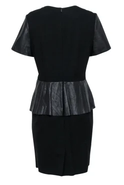Antonio Melani - Black Leather Peplum Dress Sz 14