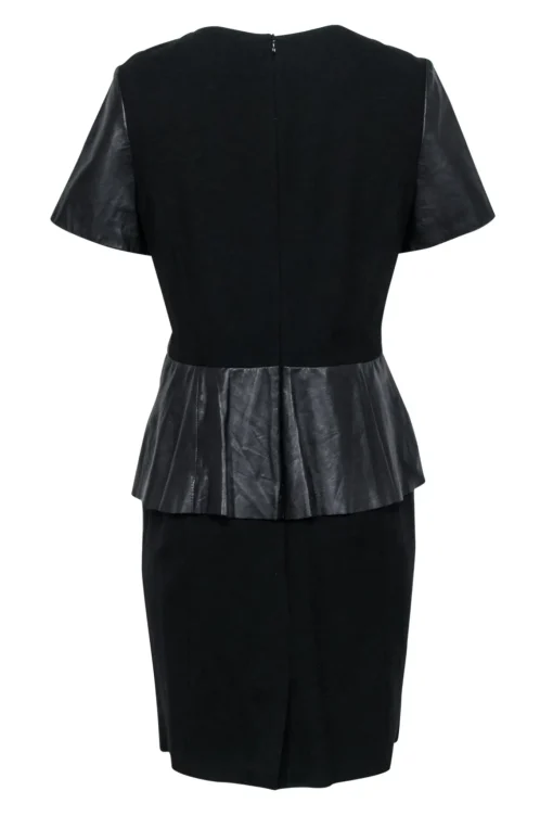 Antonio Melani - Black Leather Peplum Dress Sz 14