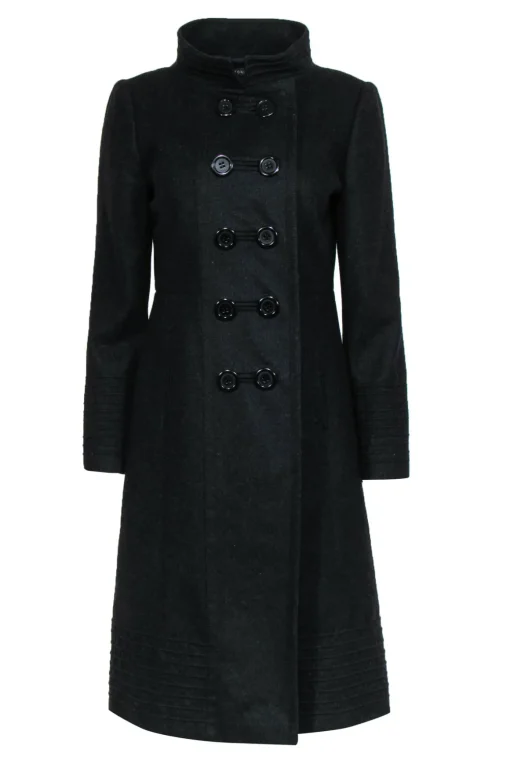 Antonio Melani - Black Wool Blend Double Breasted Longline Coat Sz 4