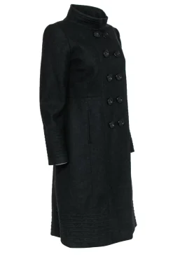 Antonio Melani - Black Wool Blend Double Breasted Longline Coat Sz 4