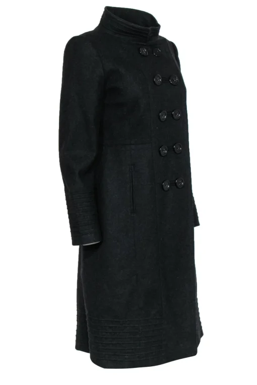 Antonio Melani - Black Wool Blend Double Breasted Longline Coat Sz 4