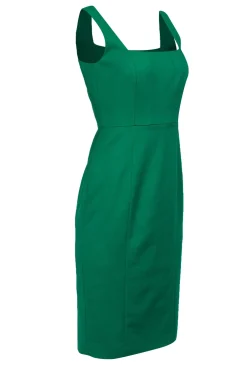 Antonio Melani - Kelly Green Cotton Blend Midi Length Fitted Sheath Dress Sz 4