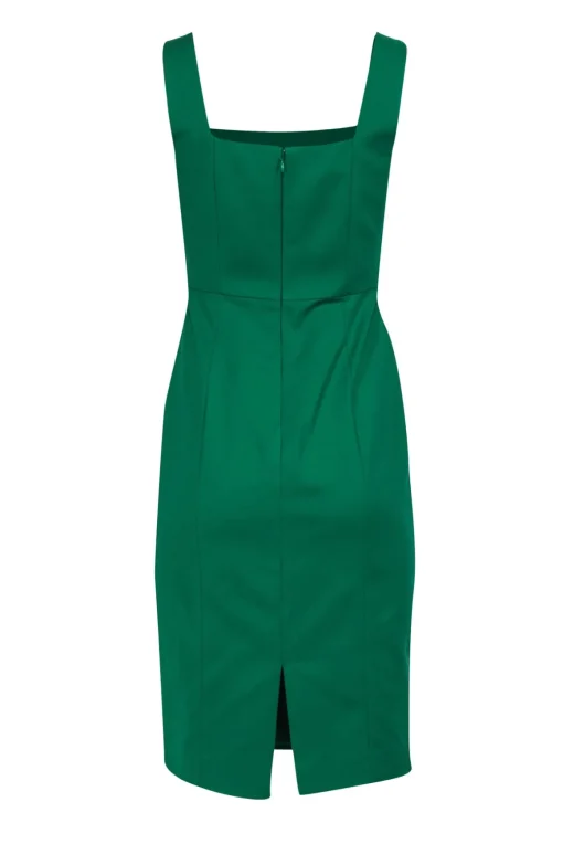 Antonio Melani - Kelly Green Cotton Blend Midi Length Fitted Sheath Dress Sz 4
