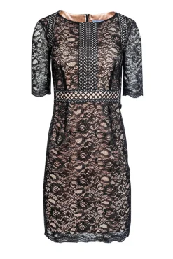 Antonio Melani - Midi Dress w/ Black Lace Overlay Sz 2