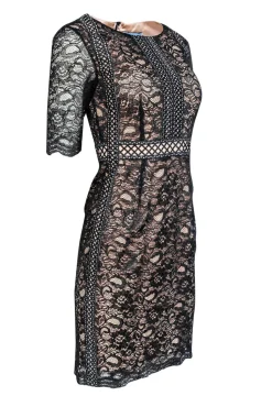 Antonio Melani - Midi Dress w/ Black Lace Overlay Sz 2