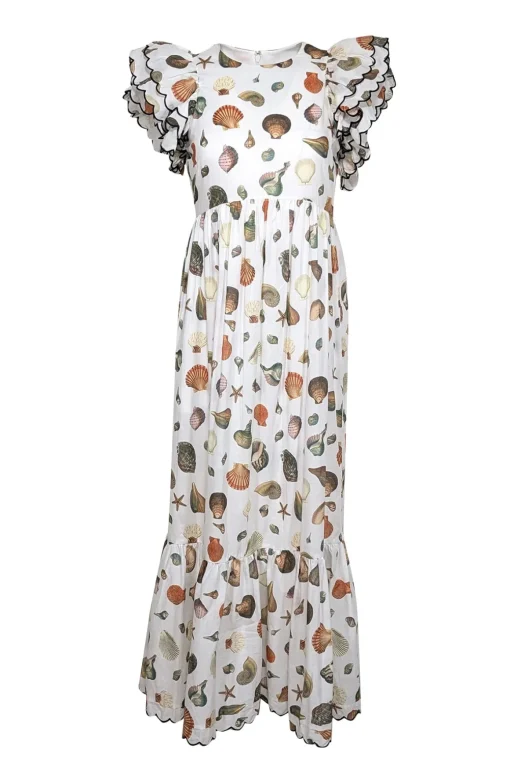 Antonio Melani - White Sea Shell Short Sleeve Maxi Dress Sz 2