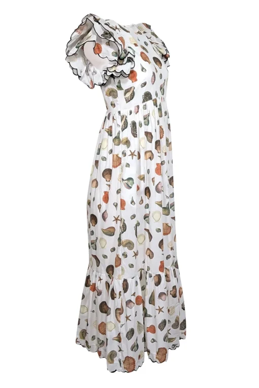 Antonio Melani - White Sea Shell Short Sleeve Maxi Dress Sz 2