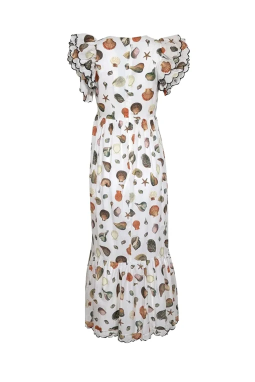 Antonio Melani - White Sea Shell Short Sleeve Maxi Dress Sz 2