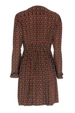 A.P.C. - Cherry Print Ruffle Neckline A-Line Dress Sz 6