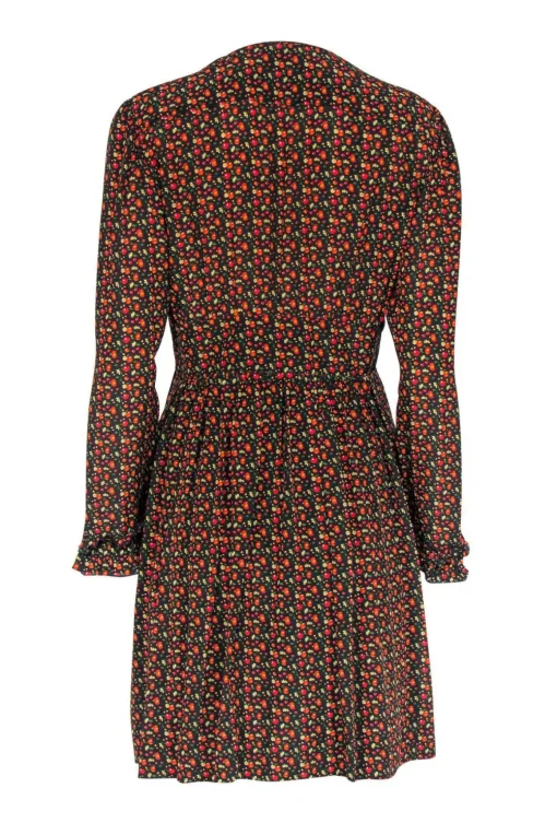 A.P.C. - Cherry Print Ruffle Neckline A-Line Dress Sz 6