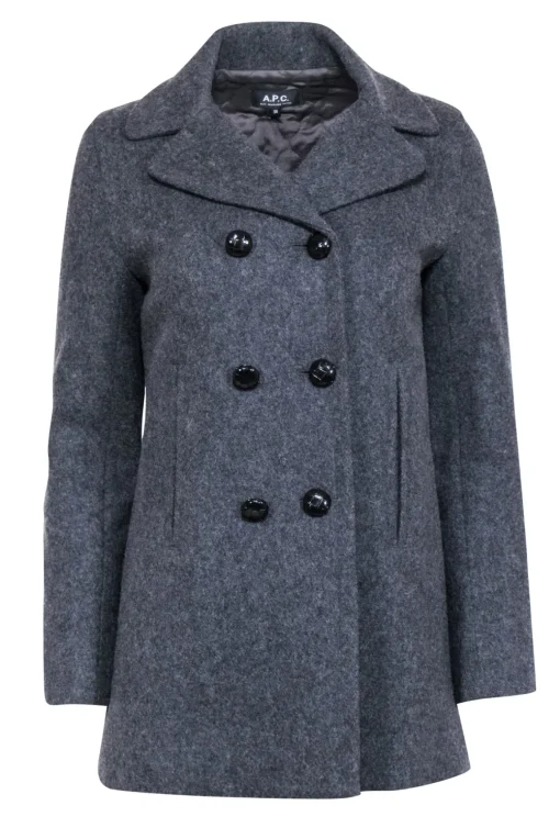 A.P.C. - Grey Wool Peacoat Sz 2