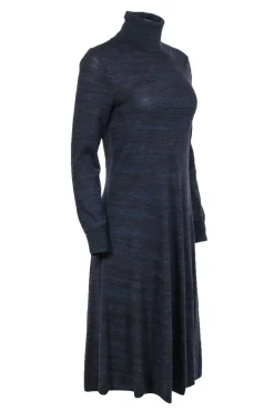 A.P.C - Purple & Brown Long Sleeve Turtleneck Midi Dress Sz S