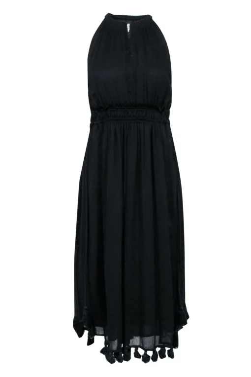 Apiece Apart - Black Sleeveless Fringe Pom Hem Dress Sz 0