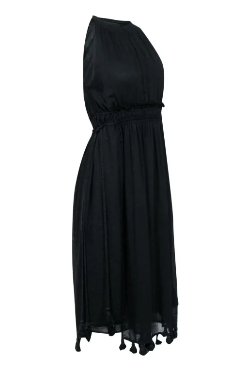 Apiece Apart - Black Sleeveless Fringe Pom Hem Dress Sz 0