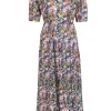 Apiece Apart - Blue w/ Peach & Multi Color Floral Print maxi Dress Sz S