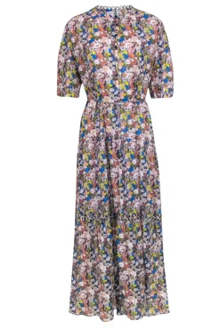 Apiece Apart - Blue w/ Peach & Multi Color Floral Print maxi Dress Sz S