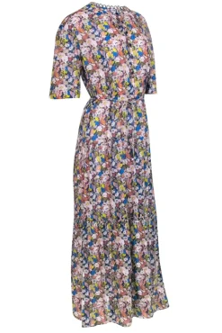 Apiece Apart - Blue w/ Peach & Multi Color Floral Print maxi Dress Sz S