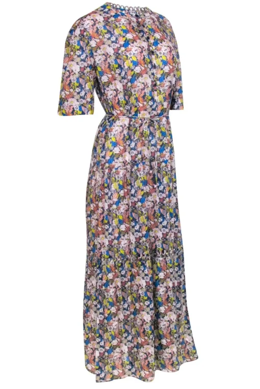 Apiece Apart - Blue w/ Peach & Multi Color Floral Print maxi Dress Sz S