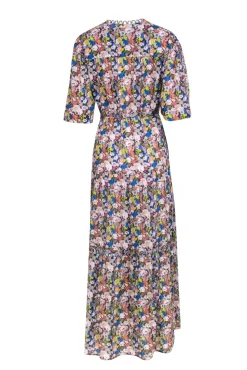 Apiece Apart - Blue w/ Peach & Multi Color Floral Print maxi Dress Sz S