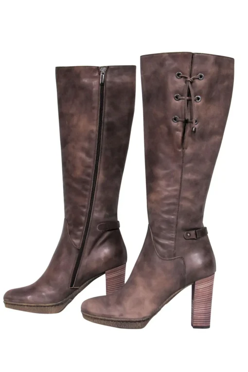 Aquatalia - Brown Leather Waterproof Heeled Over-the-Knee Boots Sz 9.5