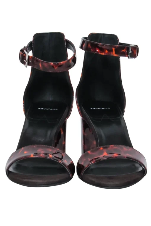 Aquatalia - Brown Tortoise Shell "Selena" Ankle Strap Block Heels Sz 9