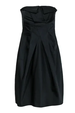 Armani Collezioni - Black Strapless A-Line Asymmetric Pleated Dress Sz 4