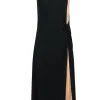 Armani Collezioni - Black Gathered Side Tank Dress w/ Nude Slit Sz 12