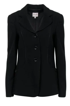 Armani Collezioni - Black Wool Blazer w/ Back Buttons & Rope Trim Sz 8