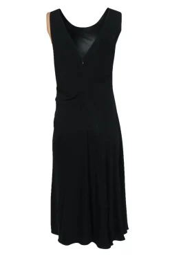 Armani Collezioni - Black Gathered Side Tank Dress w/ Nude Slit Sz 12