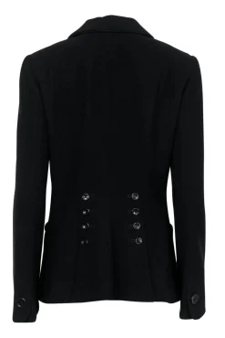 Armani Collezioni - Black Wool Blazer w/ Back Buttons & Rope Trim Sz 8