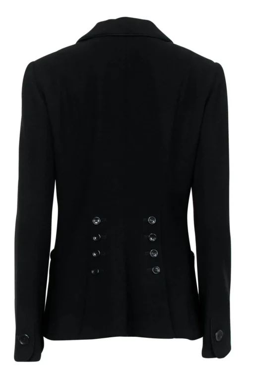 Armani Collezioni - Black Wool Blazer w/ Back Buttons & Rope Trim Sz 8