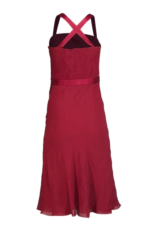 Armani Collezioni - Red Ruched Bodice Cross Strap Sleeveless Dress Sz 8
