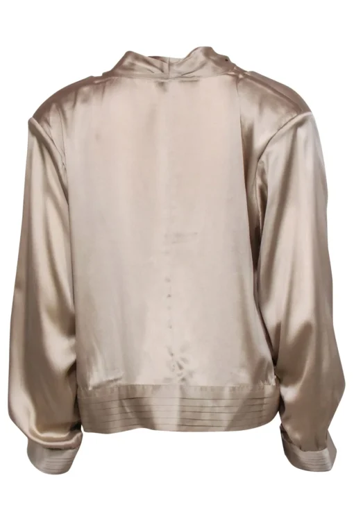 AS by DF - Beige Silk Blend "Crema" Blouse w/ Padded Shoulders Sz L