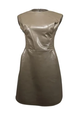 AS by DF - Olive Recycled Leather "Port Elizabeth" Dress Sz S