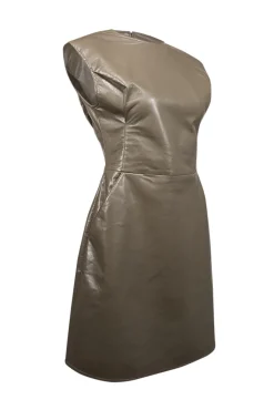 AS by DF - Olive Recycled Leather "Port Elizabeth" Dress Sz S