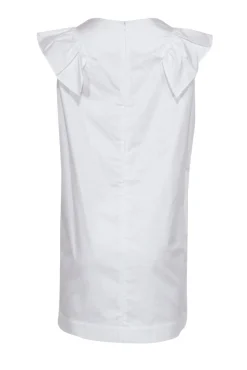 Atlantique - White Sleeveless Cotton Shift Dress w/ Ruffle Neckline Sz M