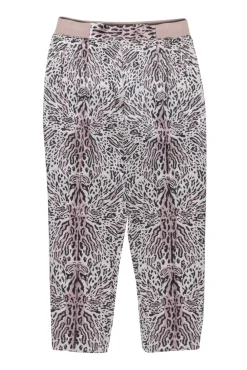 ATM - Beige & Black Ocelot Print Silk Pull-On Pants Sz S