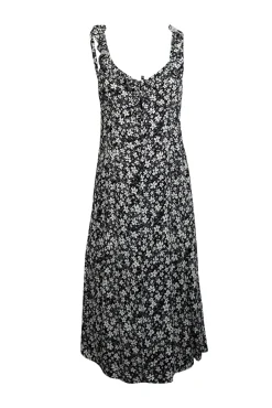 Auguste - Black & White Floral Print Sleeveless Midi Dress Sz M