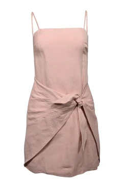Auteur - Pink Sand Linen Blend Tie Front Mini Dress Sz M