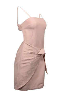 Auteur - Pink Sand Linen Blend Tie Front Mini Dress Sz M