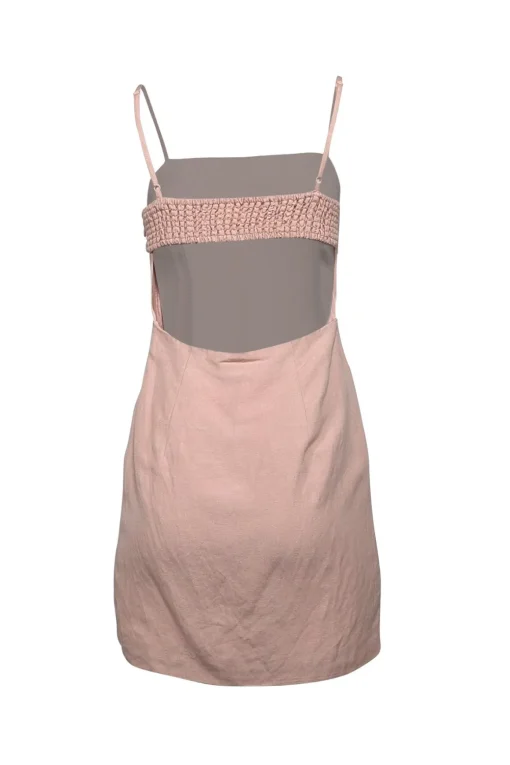 Auteur - Pink Sand Linen Blend Tie Front Mini Dress Sz M