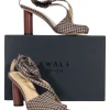 A.W.A.K.E. Mode - Brown & Beige Gingham Asymmetric Open-Toe Heels Sz 8