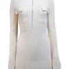 Aya Muse -  Cream Knit Zipper Front Sweater "Rutu" Dress Sz XXS
